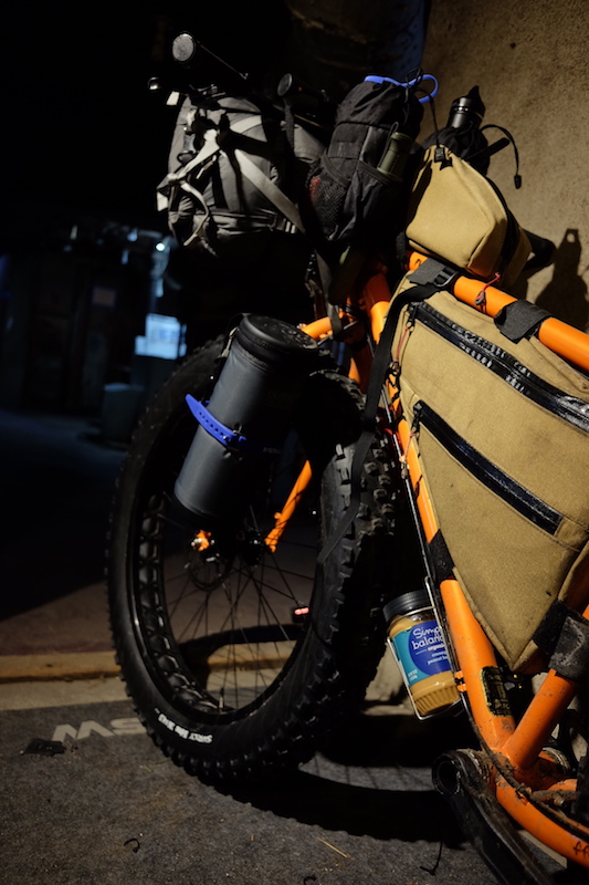 Insulated water bottle holders and emergency peanut butter. Photo by Natalia Mendez.