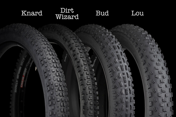 Surly Trail Tires on a Black Background