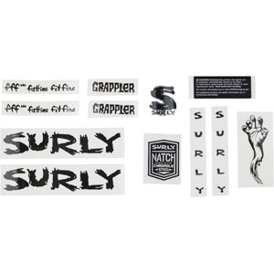 Surly Grappler decal set black with headbadge