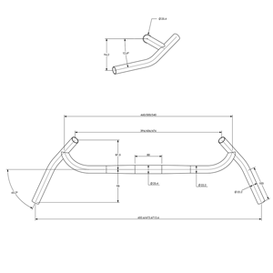 Surly Corner Bar geometry line drawing showing dimensions