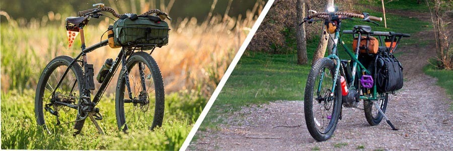 Collage: Abner's custom Surly Bridge Club bike and custom Surly Big Easy bike