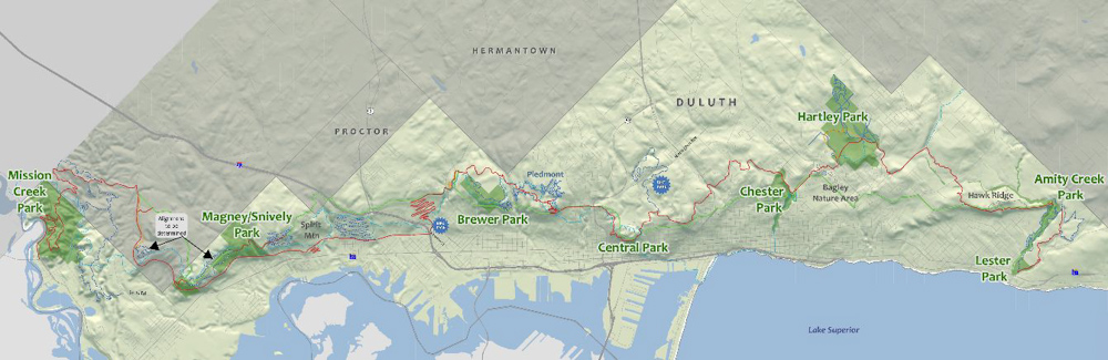 A map of the Duluth Minnesota area