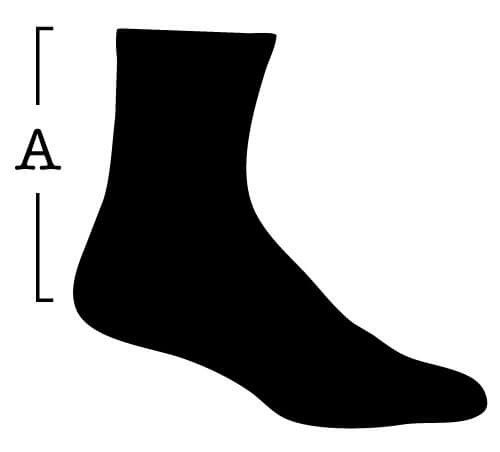 Sock with measurement for (A) Length