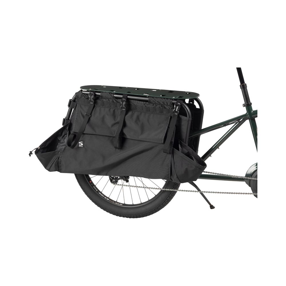 Surly Big Dummy Bag mounted on cargo Ebike with side pocket fully expanded