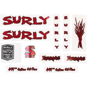 Surly Krampus Frame Decal Set - Metallic Red, with Sticks