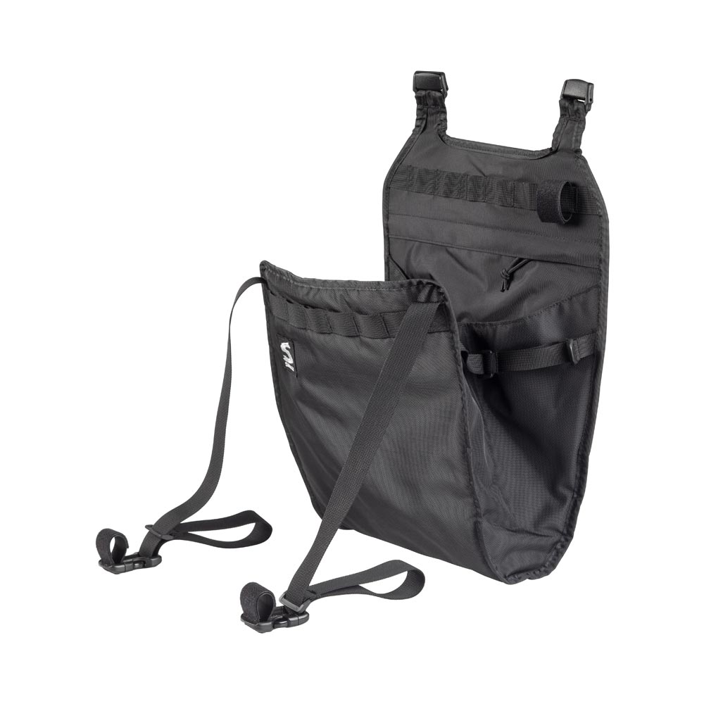 Surly Little Dummy Bag, black, front three-quarter view with closure straps un-done