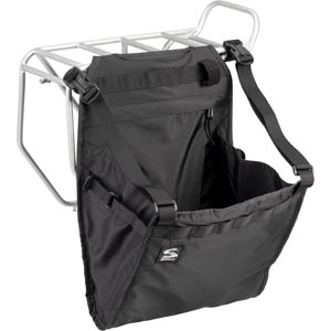 Surly Little Dummy Bag, black, rear three-quarter view mounted on rear rack