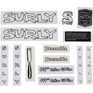 Surly Preamble decal set white with headbadge