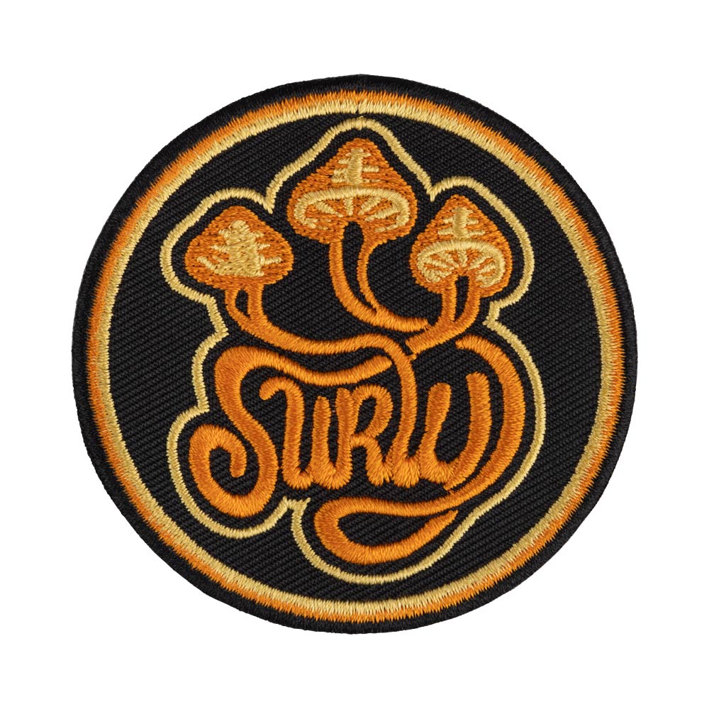 Surly Psilly Billy Patch, black/orange, on white background