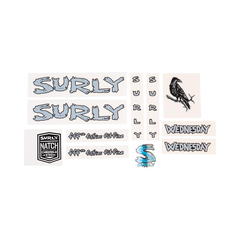 Surly Wednesday Decal Set Light Blue, with crow